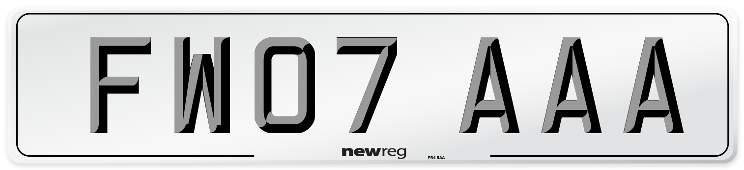 FW07 AAA Number Plate from New Reg